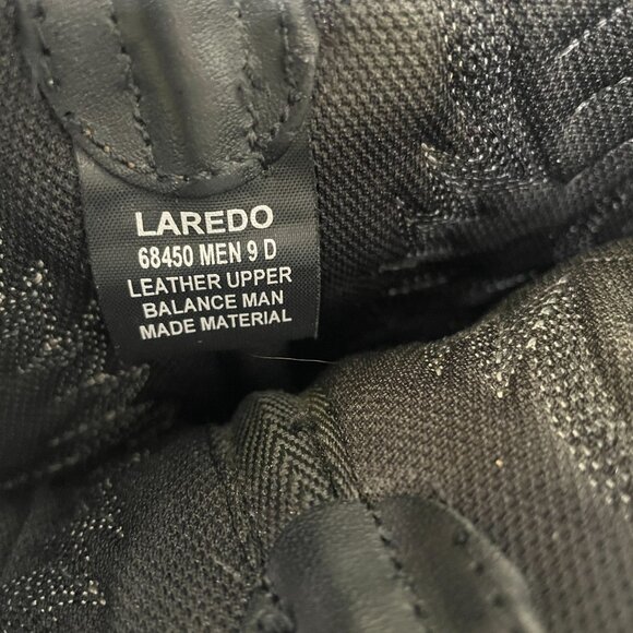 Laredo Black Leather Western Cowboy Boots Men 9D Ranch Rodeo Vintage Country - Picture 2 of 11